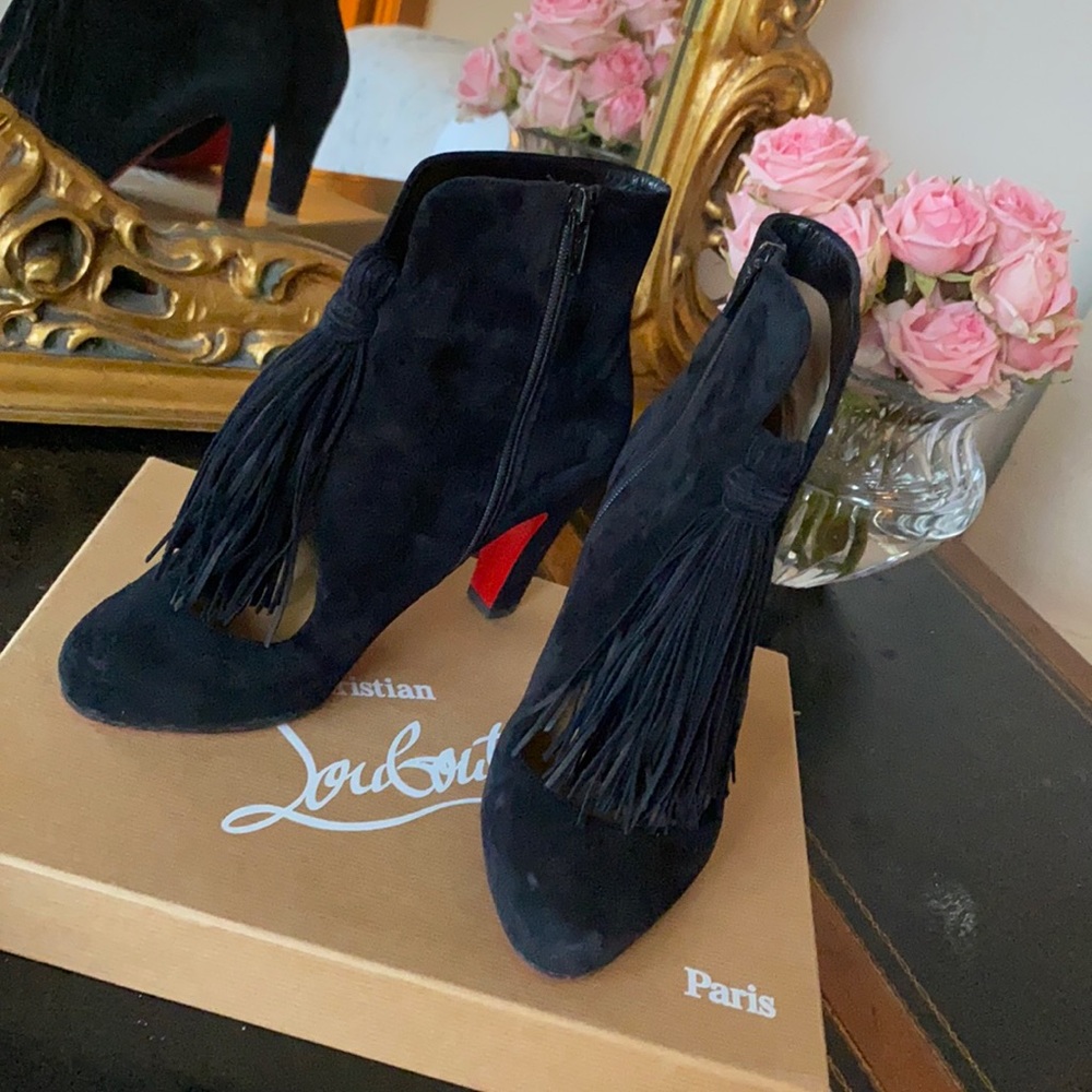 CHRISTIAN LOUBOUTIN 37.5 Suede Ankle Bootie